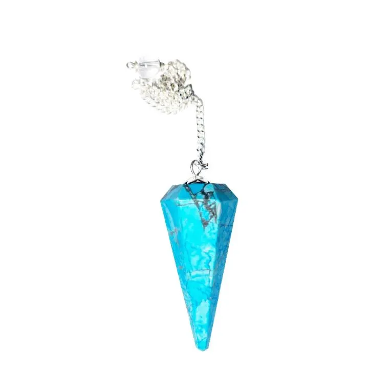 Crystal Blue Turquoise Cone Shaped Pendulum | Healing & Dowsing