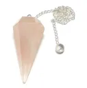 Crystal Rose Quartz Faceted Dowsing Pendulum With Chain Save 68%