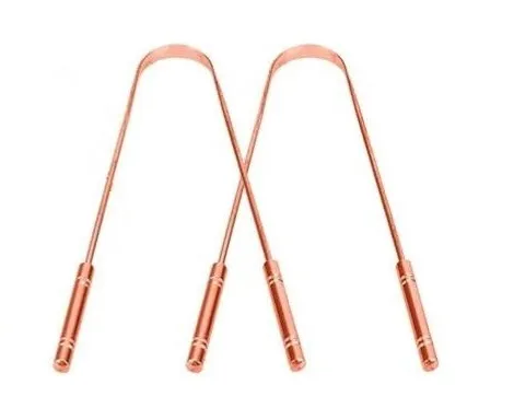 Copper Premium Design Tongue Cleaner Pack of 2, Durable Copper Material, Ergonomic Handle for Daily Oral Hygiene