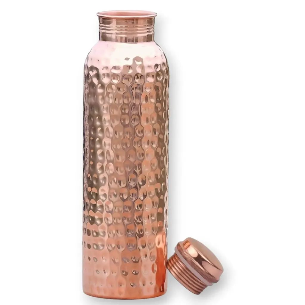 Large Hammered Copper Water Bottle – Ayurvedic Pure Copper Vessel for Hydration & Health Benefits
