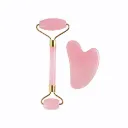 Natural Crystal Anti Aging Facial Massage Roller With Stone - (Pink) Rose Quartz